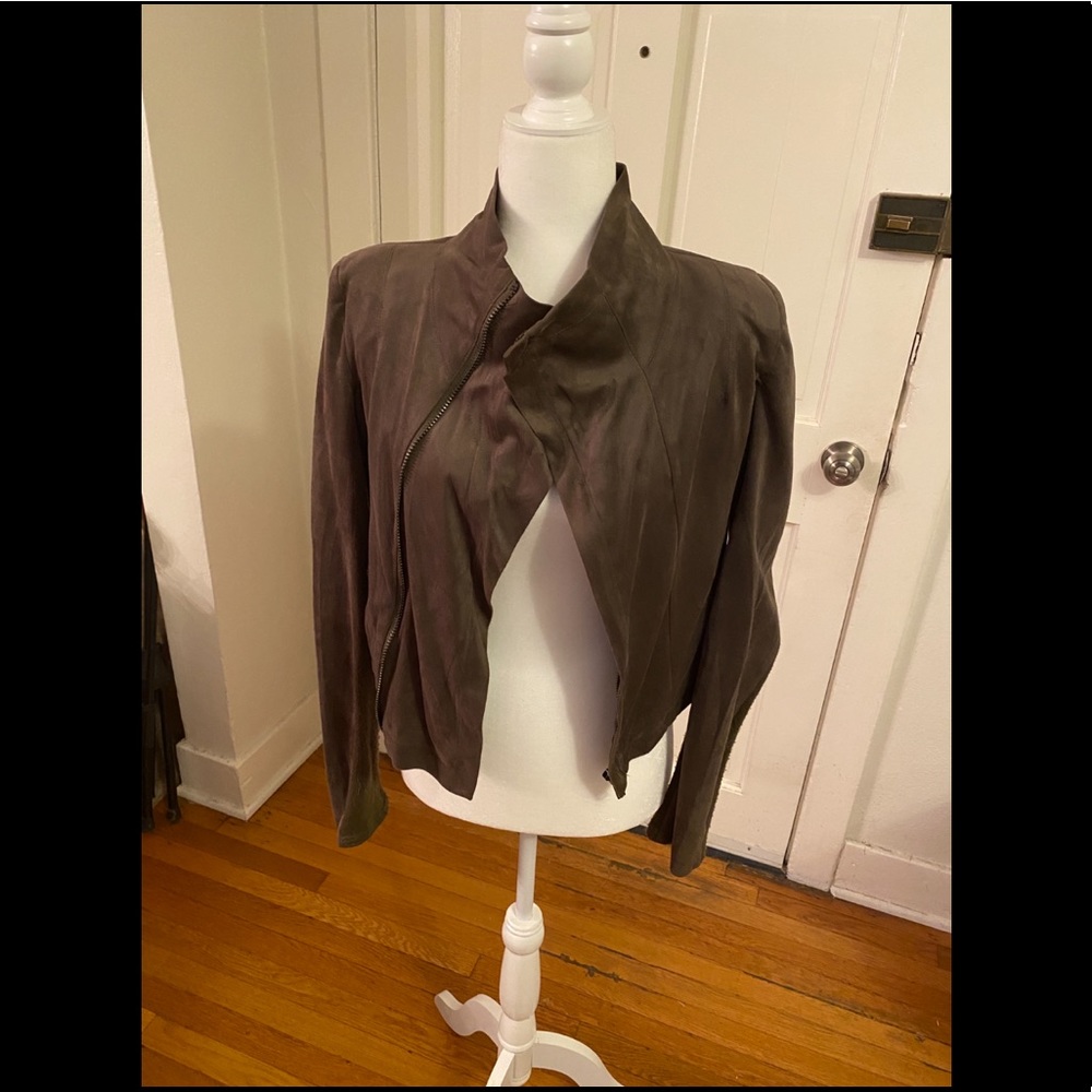 Olive Taupe Faux Suede Jacket